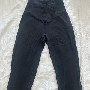 Aerie Black Flare Yoga Pants with Cross Waistband